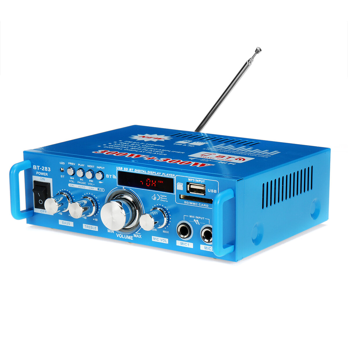 

12V 220V HIFI Audio Stereo MP3 Player Power Amplifier bluetooth FM Radio 2CH 600W Support FM USB SD Slot Europe Plug For