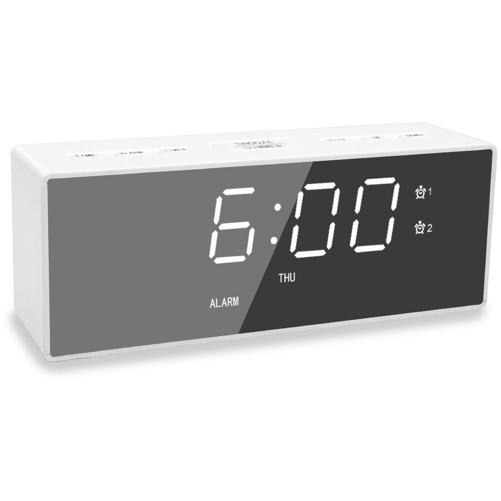 

EK8609 Digital Alarm Clock Timer LED Mirror Snooze Table Clock Electronic Time Date Temperature Display Home Decorations