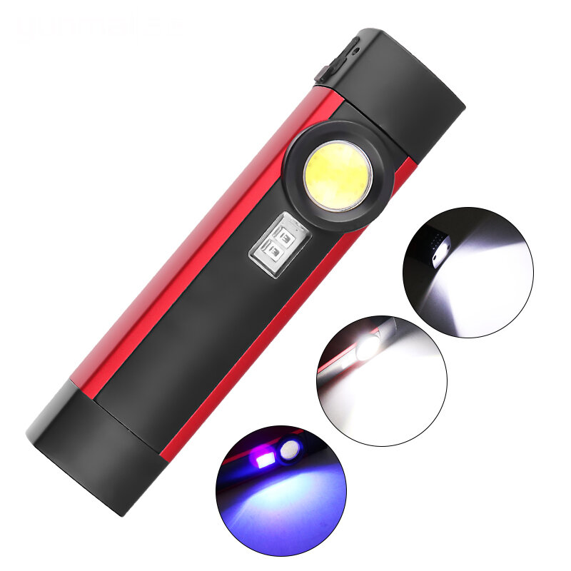 

Work Light XPE+COB LED+395 Purle 4 Modes USB Rechargeable Outdoor Multifunctional Flashlight Emergency Light Camping Lig