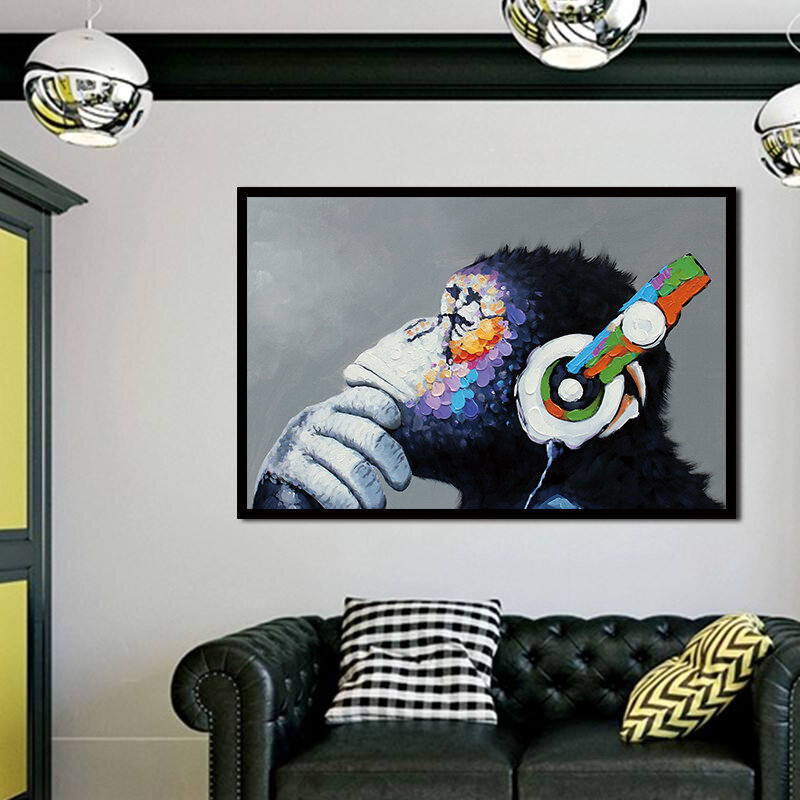 40 * 30 cm Miico Handgeschilderde olieverfschilderijen Colorful Gorilla Paintings Wall Art For Home 