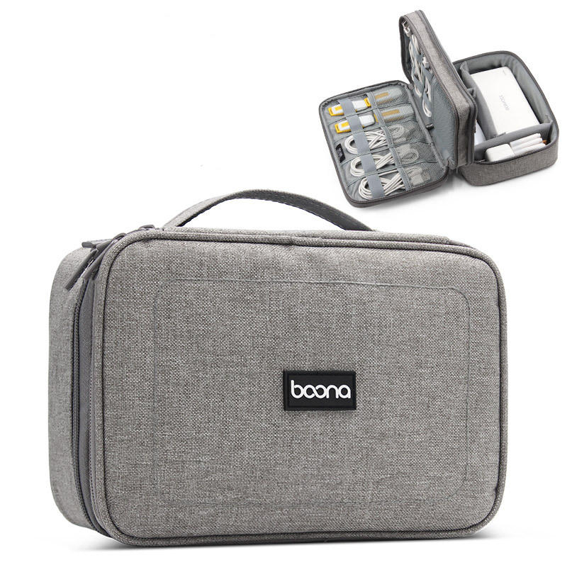 

Boona 23cm*16cm Double Deck Digital Accessories Storage Bag U Disk Memory Card USB Cable Tablet Organizer Travel Bag