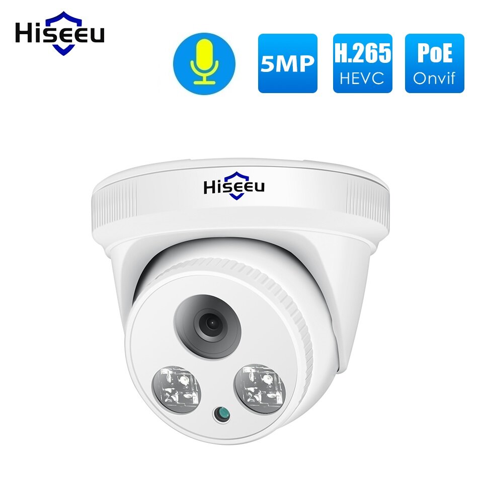 Hiseeu HC615-P-3.6 5MP 1920P POE IP-camera H.265 Audio Dome Camera ONVIF Bewegingsdetecties voor PoE NVR App-weergave