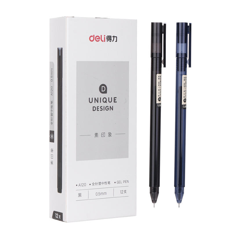 

XM Ecosystem Deli A120 12 Pcs/Box Gel Pens 0.5mm Full Needle Nib Black Ink Black/Blue Pen Barrels Random Delivery
