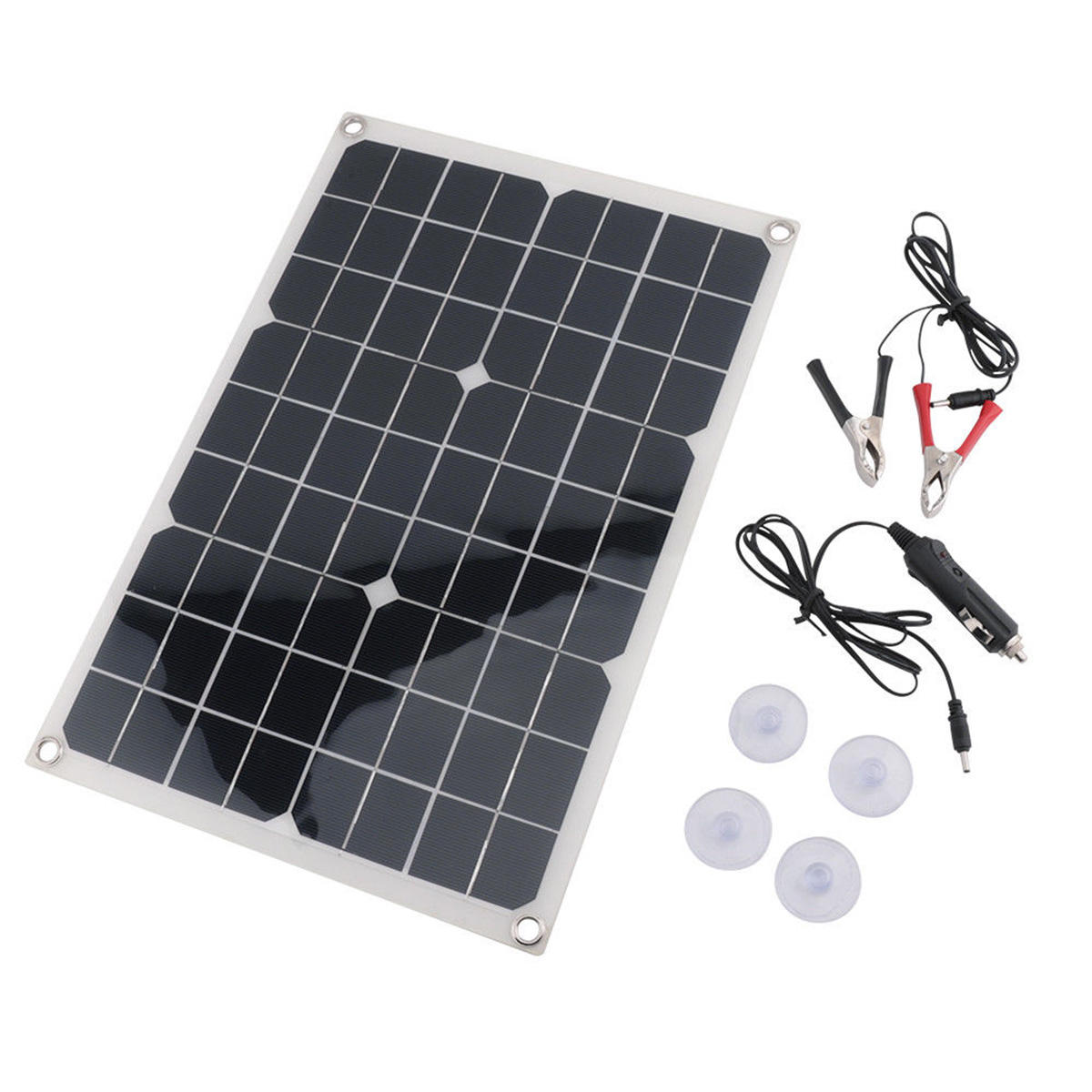 20W 18V Monocrystalline Silicon Solar Panel wth Single USB Output & Cables for Outdoor Cycling/Hiking/Camping