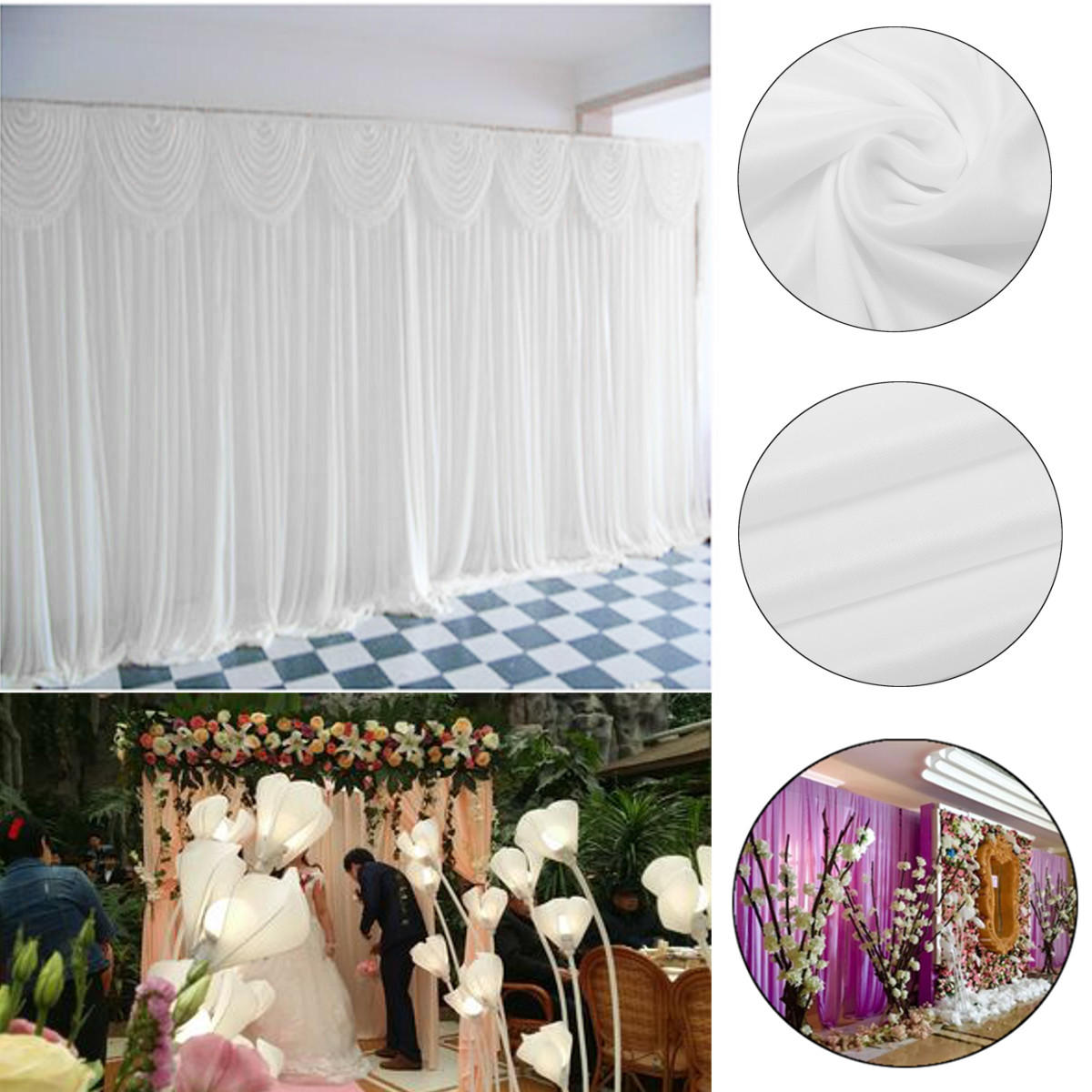

2M X 2M White Stage Background Backdrop Drape Curtain Swags Wedding PartyUS