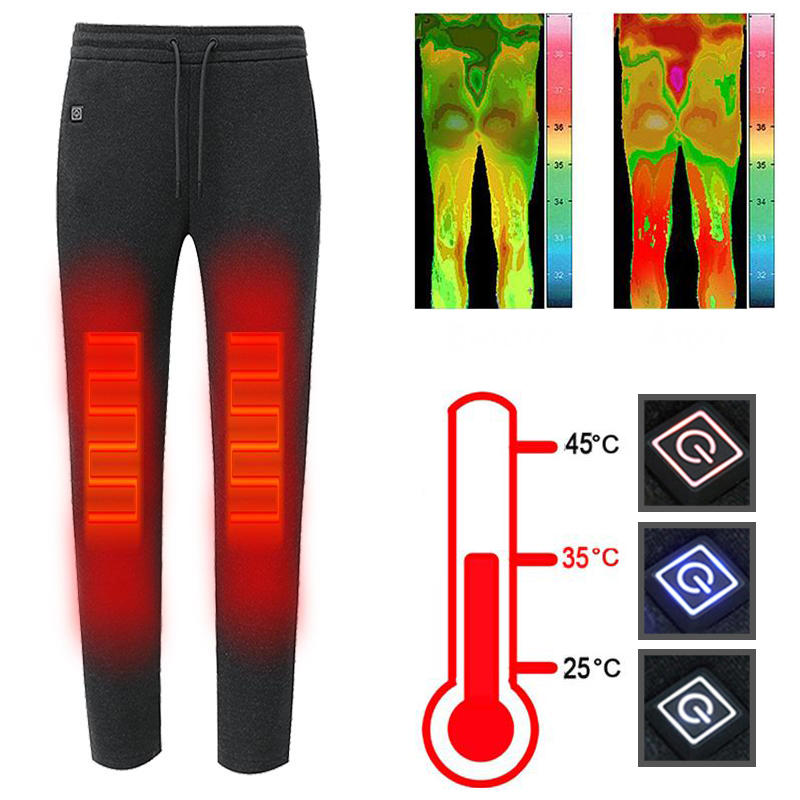 Pantaloni termici termostatici lavabili con riscaldamento elettrico USB intelligente, pantaloni invernali caldi