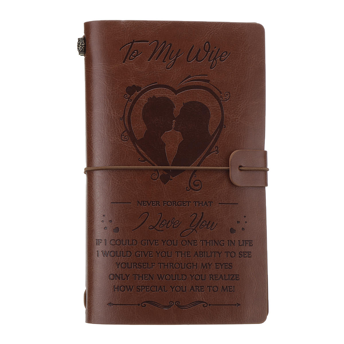 

To My Wife I Love You from Husband Engraved Leather Journal Notebook Diary Custom Message Quotes Gift Anniversary Birthd