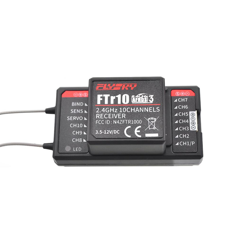 FlySky FTr10 2.4G 10CH AFHDS 3 RC Receiver Support i-BUS/S-BUS/PPM Output Compatible PL18 for RC Drone