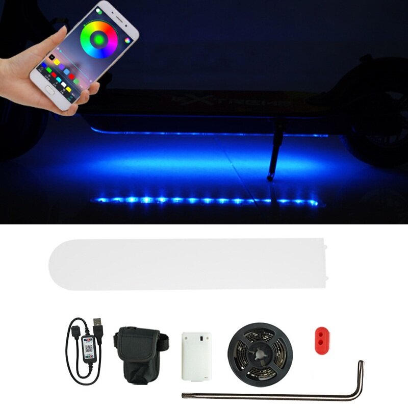 BIKIGHT Electric Scooter Transparent Chassis LED Night Colorful String Light Smart bluetooth Stepless Dimming For Electr