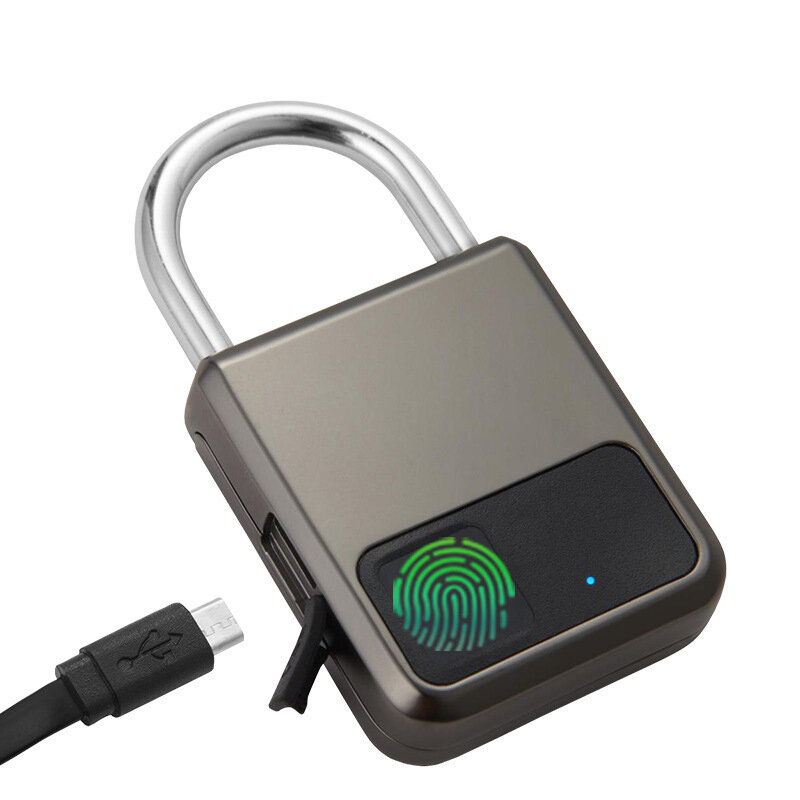 Bloqueio de impressão digital inteligente HUITEMAN Bloqueio de porta anti-roubo Carregamento USB à prova d'água Cadeado sem chave Bloqueio de bagagem de viagem de 0,5 segundo desbloqueio