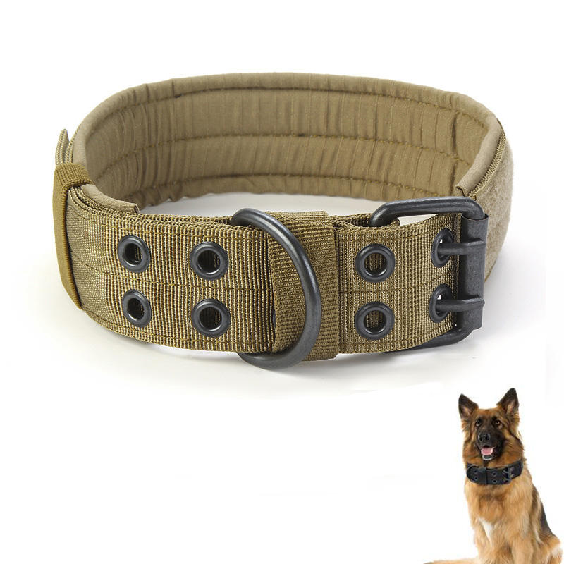 Nylon Tactische halsband Hondentrekkabel Verstelbare training Hondenhalsband met metalen D-ringgesp