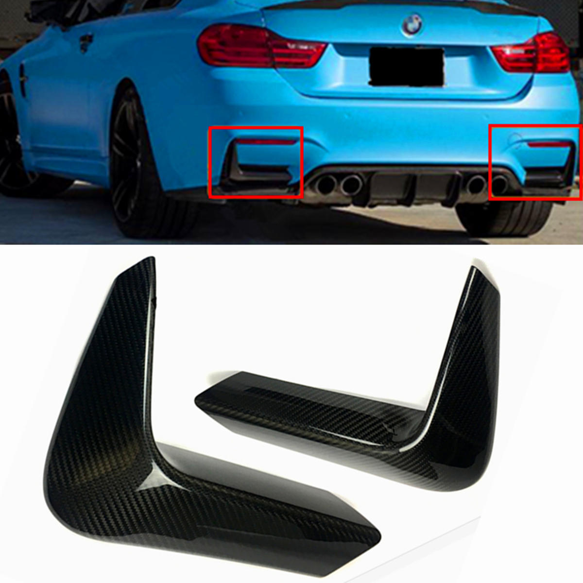 Koolstofvezel achterbumper hoek volant dekking voor BMW F80 M3 F82 F83 M4 2015-2018