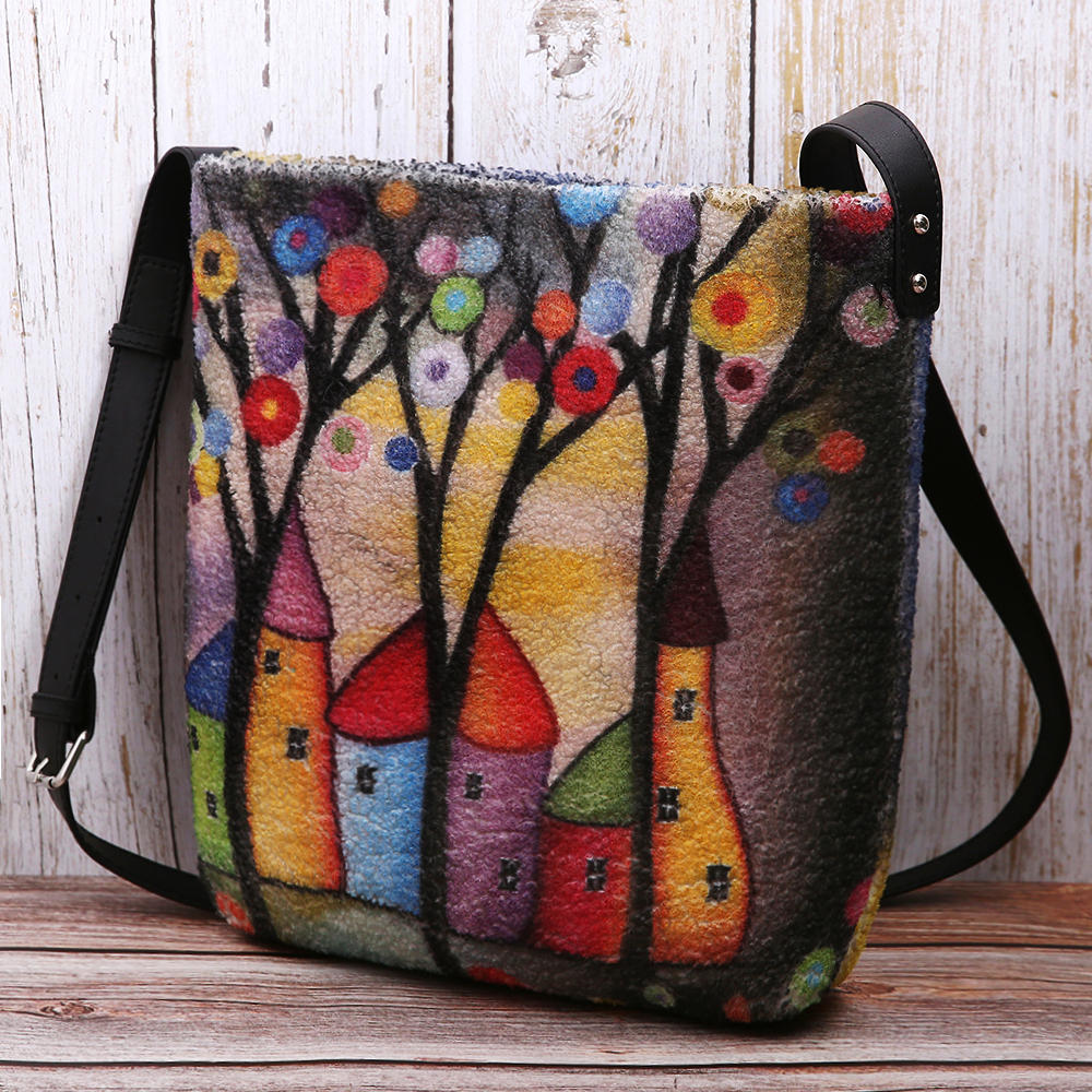Dames Special Colorful DIY Lamshaar tas Crossbody tas voor dagelijks gebruik buitenshuis