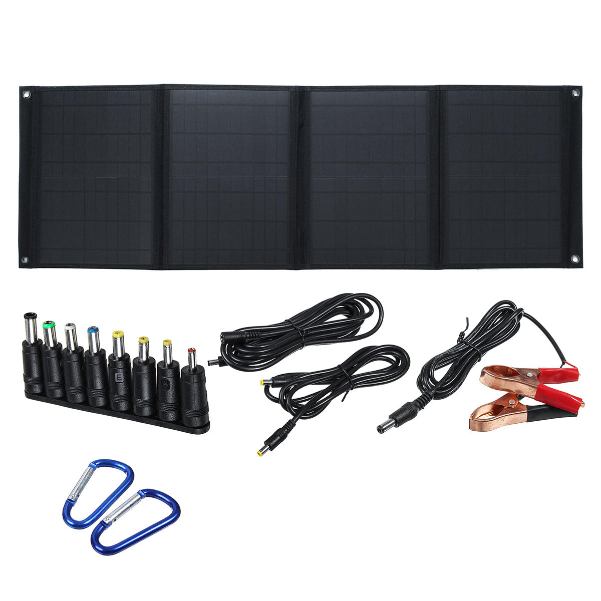 Carregador de painel solar dobrável 60 W 5 V / 12 V Duas portas USB Carregamento de bateria Acampamento ao ar livre
