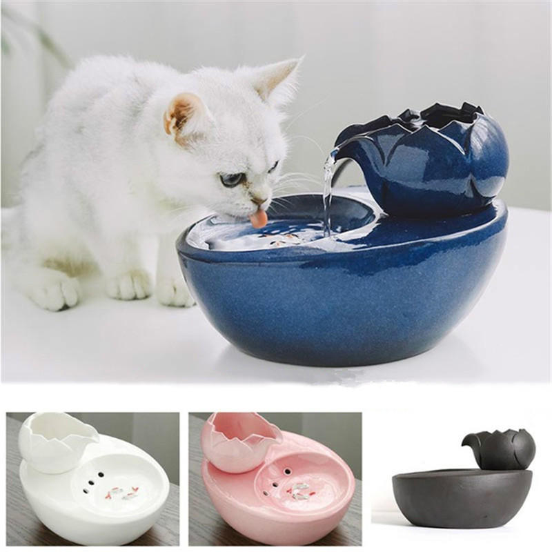 

Pet Dog Cat Bowl Fountain Smart Feeder Automatic Water Dispenser Ceramic Water Drinker