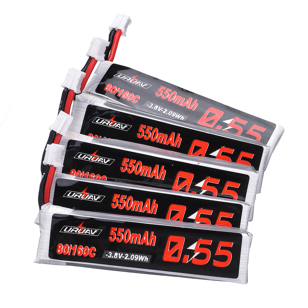 5 stuks URUAV 3,8 V 550 mAh 80C / 160C 1S HV 4,35 V PH2.0 Plug Lipo-batterij voor GEPRC TinyGO 4K FPV Indoor Whoop Emax Tinyhawk Kingkong/LDARC TINY