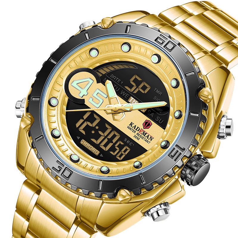 KADEMAN K9054 Sport Heren Digitaal horloge Lichtgevend Datum Week Display Waterdicht LCD Dual Displa