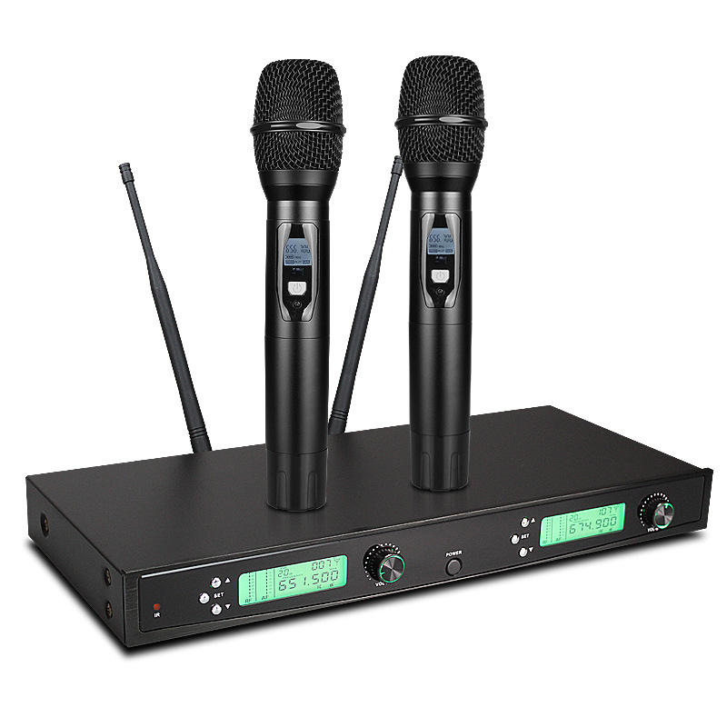 

BAOBAOMI JD-200 UHF IR Professional Wireless Microphone System Karaoke Dual Handheld Mic for Stage KTV