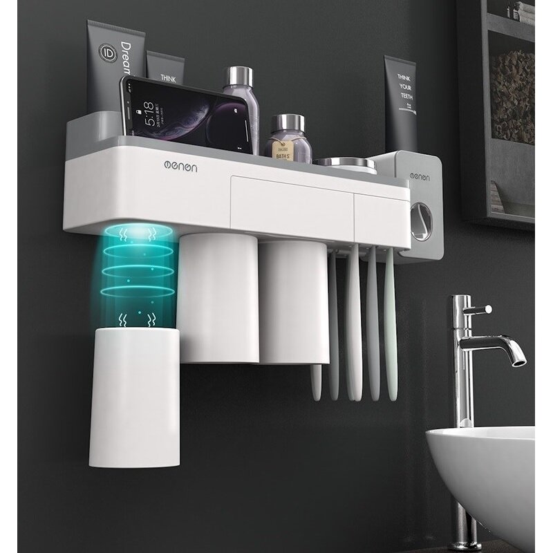 [Magnetic Design] Jordan&Judy Mutifunctional Magnetic Toothbrush Holder with Toothpaste Squeezer Cups Bathroom Storage Rack Nail Free Mount for Shaver Toothbrsuh Phone from Xiaomi Youpin