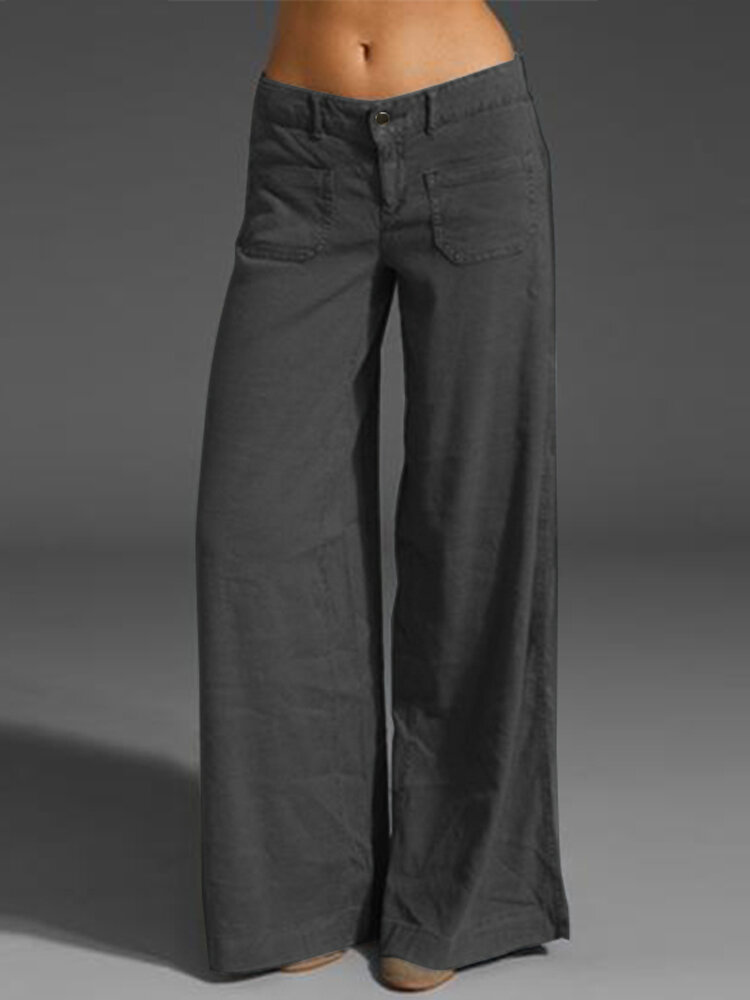 Women Casual Cotton Long Solid Plain Harem Pants