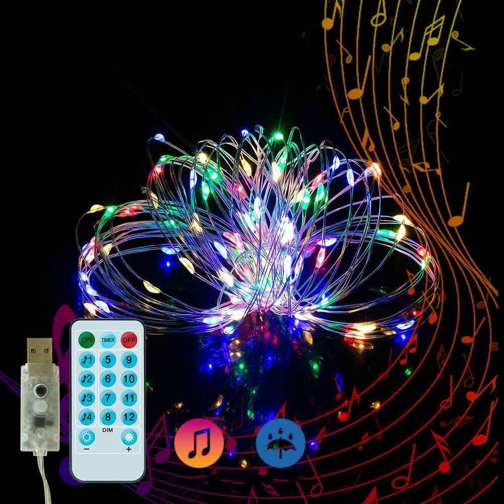 

5M Music Voice-activated 50LED USB Fairy String Light Wedding Christmas Decor with 17Keys Remote Control Christmas Decor