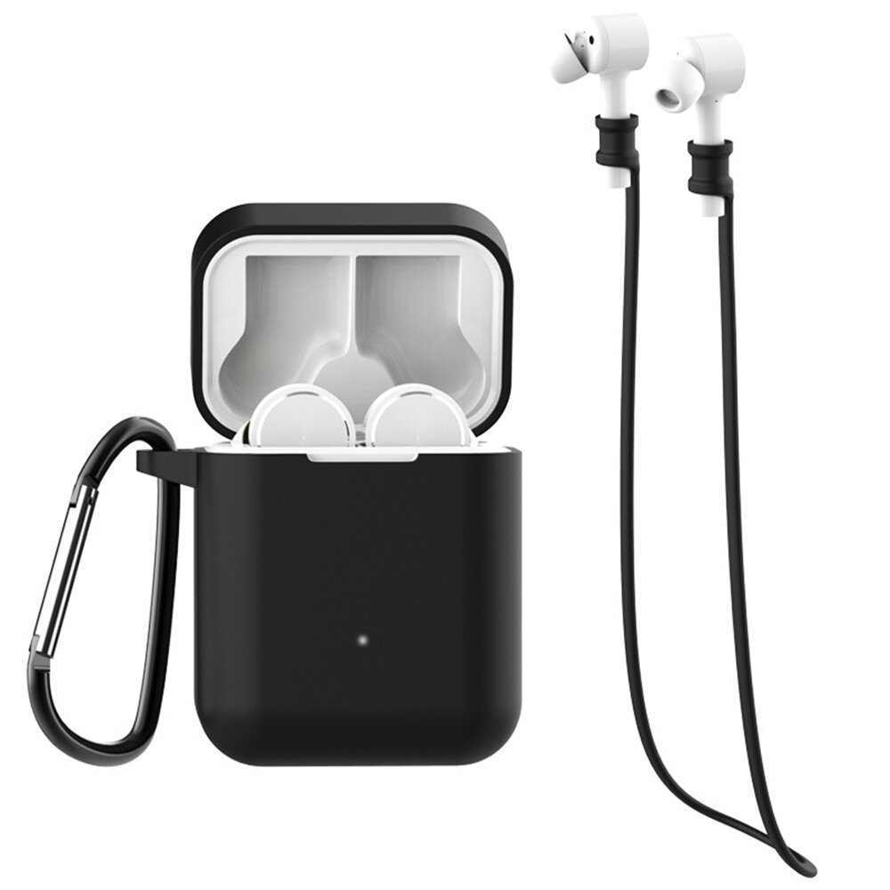 Bakeey 3-in-1 Air Bluetooth Draadloze Headset Case Silicagel Bescherming Anti-verloren Touw Metalen 
