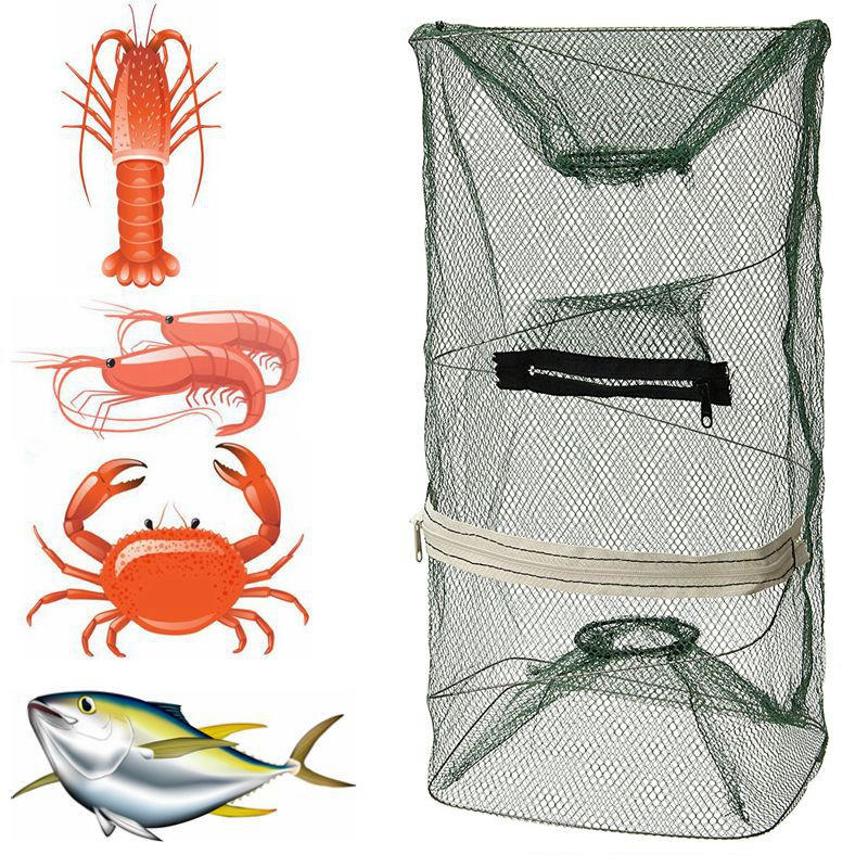 

ZANLURE 22x45cm Folding Fishing Net Shrimp Crayfish Lobster Prawn Bait Mesh Trap