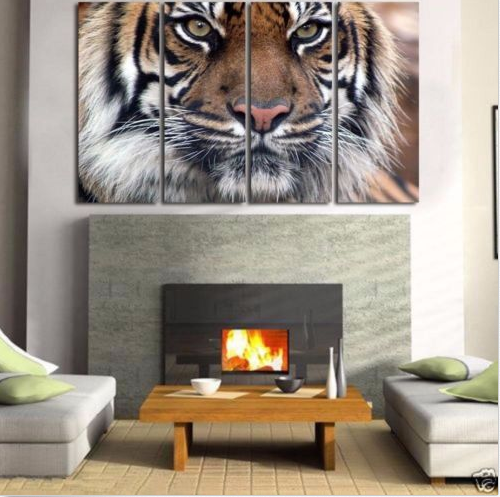 4 STKS HD Canvas Wall Art Schilderijen Foto Bengaalse tijger Unframed Home Decor