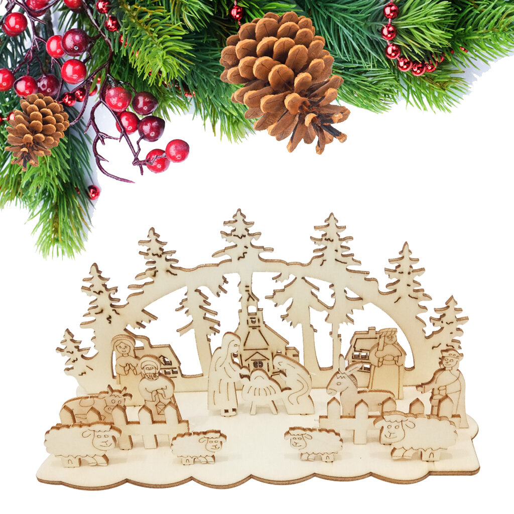 JM01693 DIY Christmas Wooden Toy Xmas Funny Party Desktop Decorations Christmas Wooden Ornaments