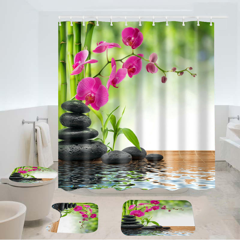 180x180cm douchegordijn 3 stks tapijt badmat set modern design voor de badkamer