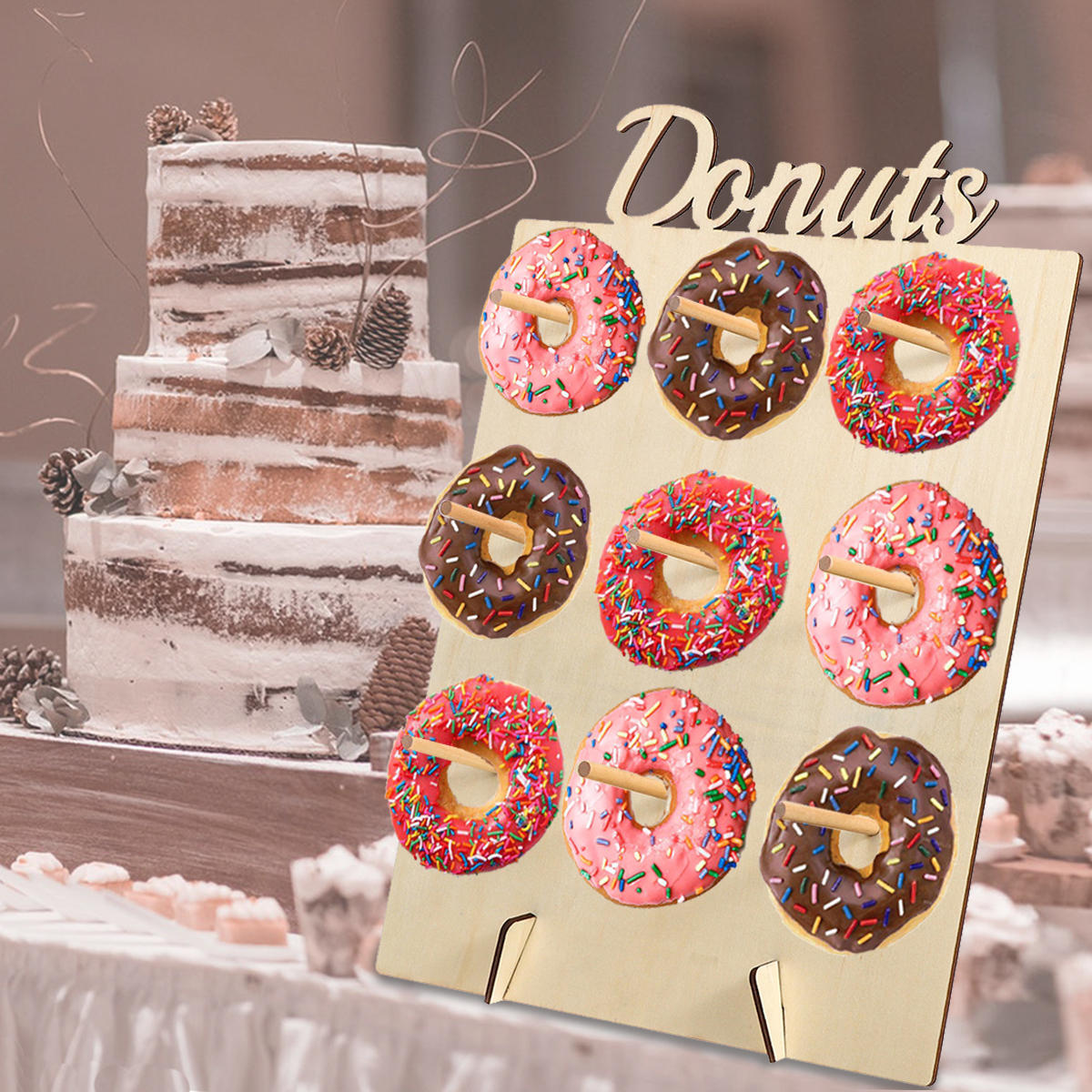 

DIY Donut Wall Hold Candy Sweet Стенд Деревянный Стол Держатель Свадебное Украшения