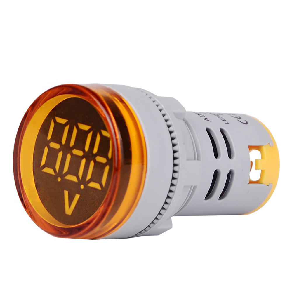 

10pcs Yellow ST16VD 22mm Hole Size 6-100 VDC Digital Voltmeter Round Voltage Detector Tester Mini LED Voltage Indicator