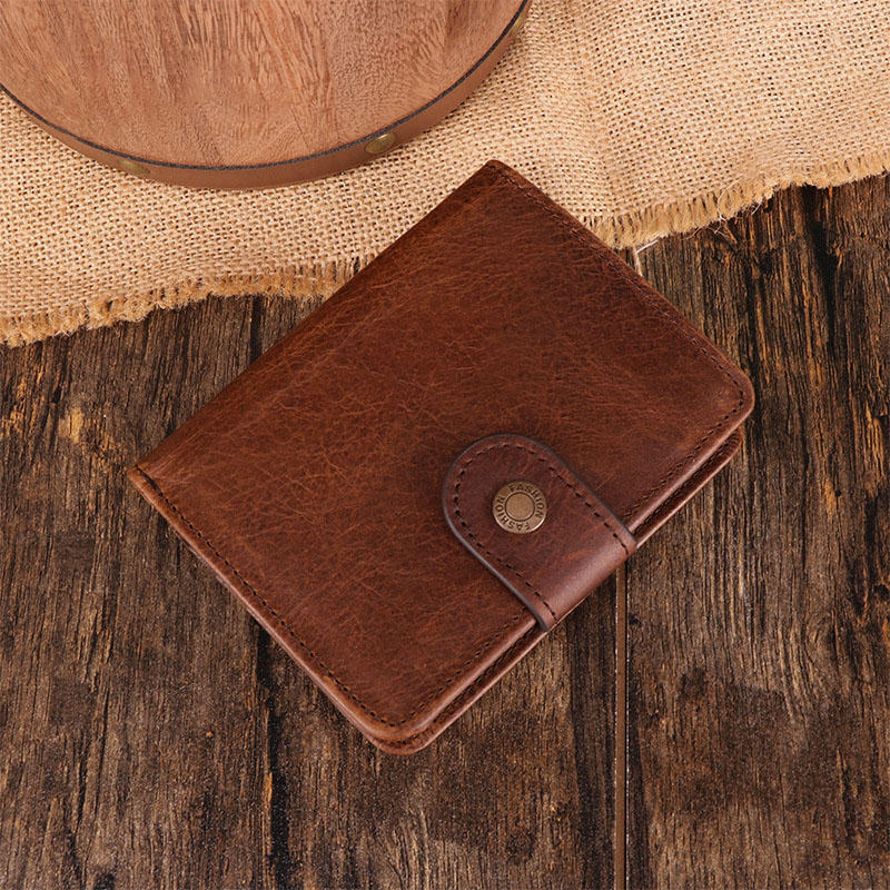 Men Genuine Leather Vintage Retro RFID Blocking Wallet