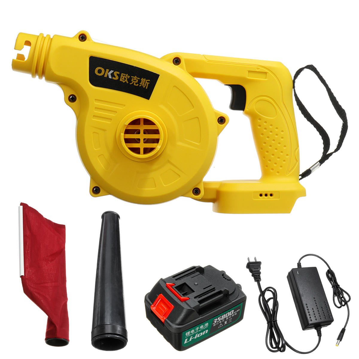 

110-220V Cordless Handheld Electric Blower Air Vacuum Dust Leaf Cleaner Sweeper One Lithium Battery