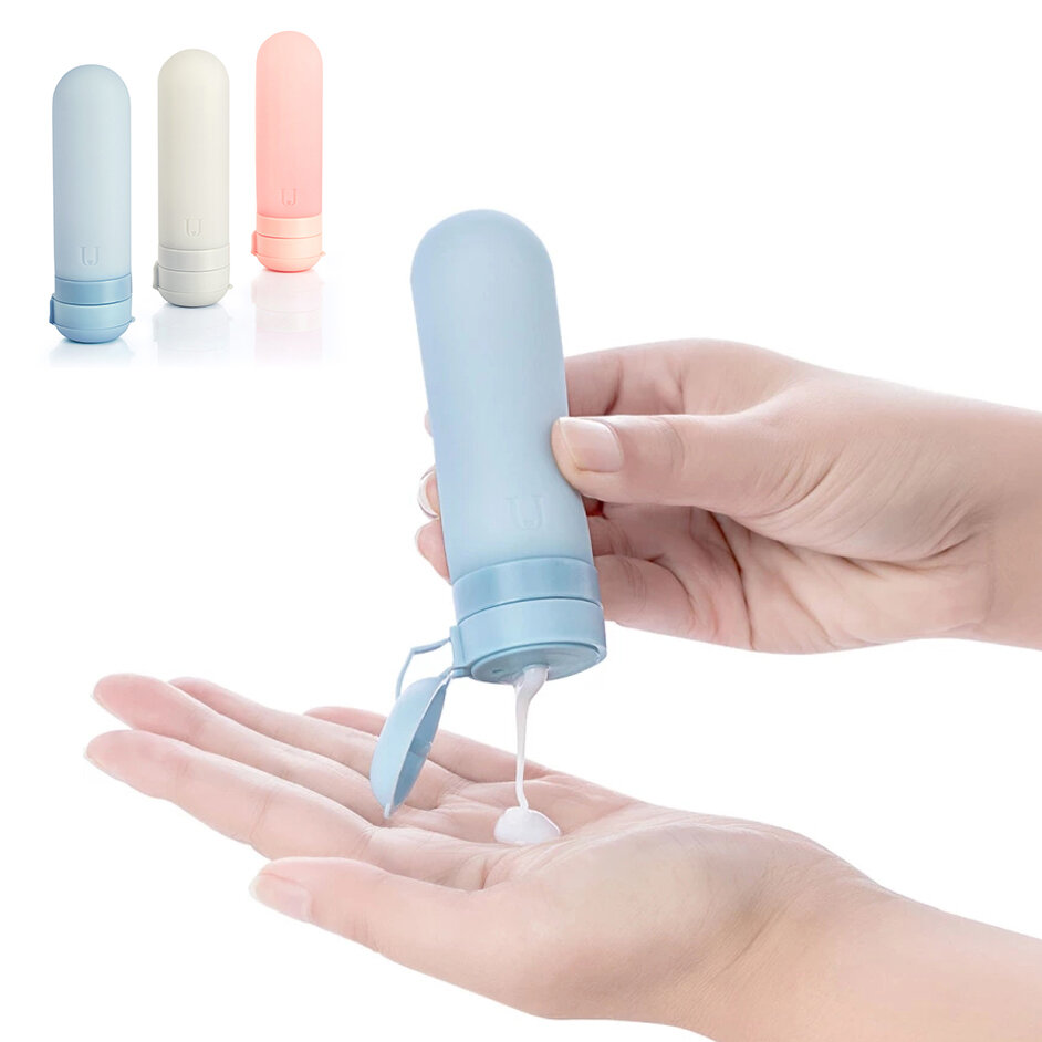 3 stk / sett 50 ml utendørs reiser bærbare silikonflasker kosmetisk sjampo dusjgel klemmesett BPA-fri
