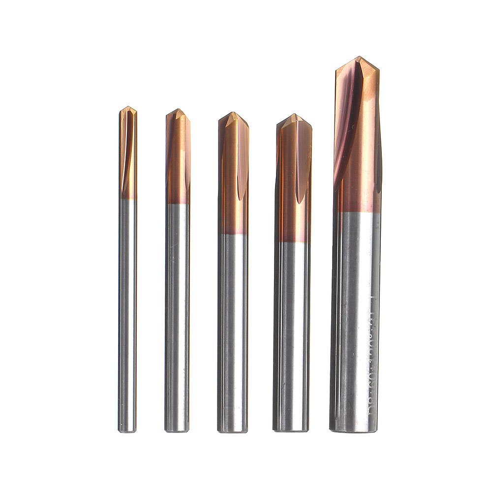 Drillpro 3 Flutes 120 Degree Carbide Chamfer Mill 2-8mm HRC55 Tungsten Steel AlTiN Coating Milling C