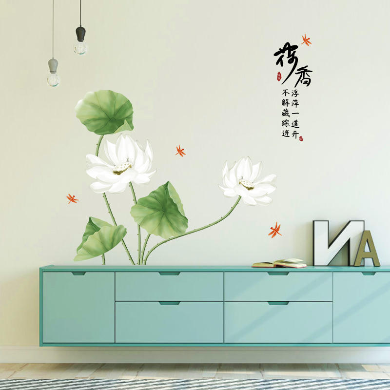Miico SK9338 Lotus schilderij stickers woonkamer en badkamer decoratieve muursticker