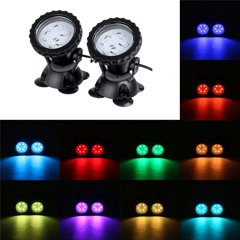 LED RGB Aquarium Light Submersible Fountain Underwater Pond Spot Lights with Remote Controller