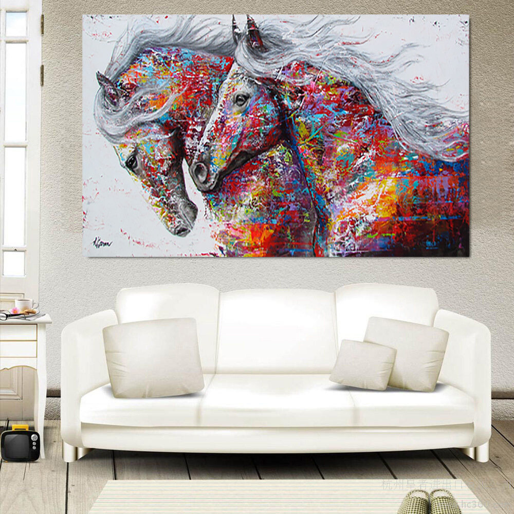 Canvas Running Horse Art Print Paintings Frameless Wall Picture Colorful Poster for Living Room Home Decor