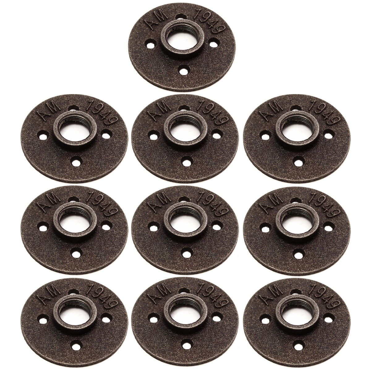 

10pcs 3/4 Inch Black Malleable Iron Floor Flange Fitting Pipe NPT Antique Wall Flange Seat