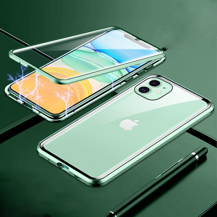 Bakeey Plating Magnetic Adsorption Metal Dubbelzijdig beschermglas van gehard glas voor iPhone 11