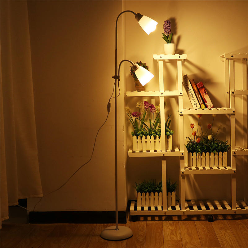 Moderne staande lamp Dubbele kop Leestafel Licht Verstelbare Lampenkap Thuis AC220V