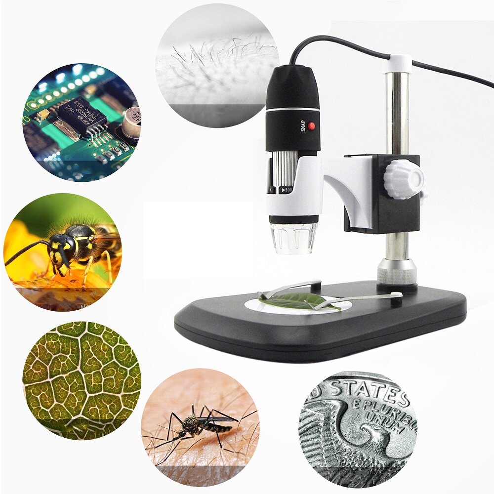 1600X 8 LED Zoom USB Digitale Microscoop Vergrootglas Microscoop Camera + Videostandaard