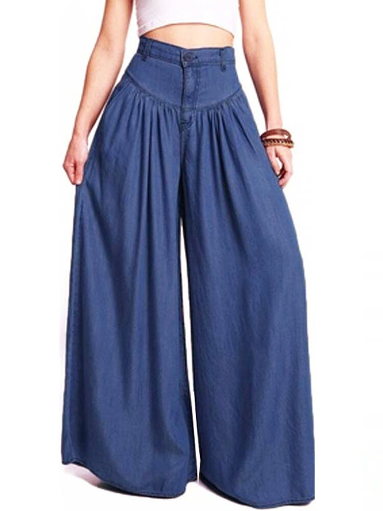 Image of Weite Beine Casual Pure Color Seitentaschenhose Baggy Pants fr Damen