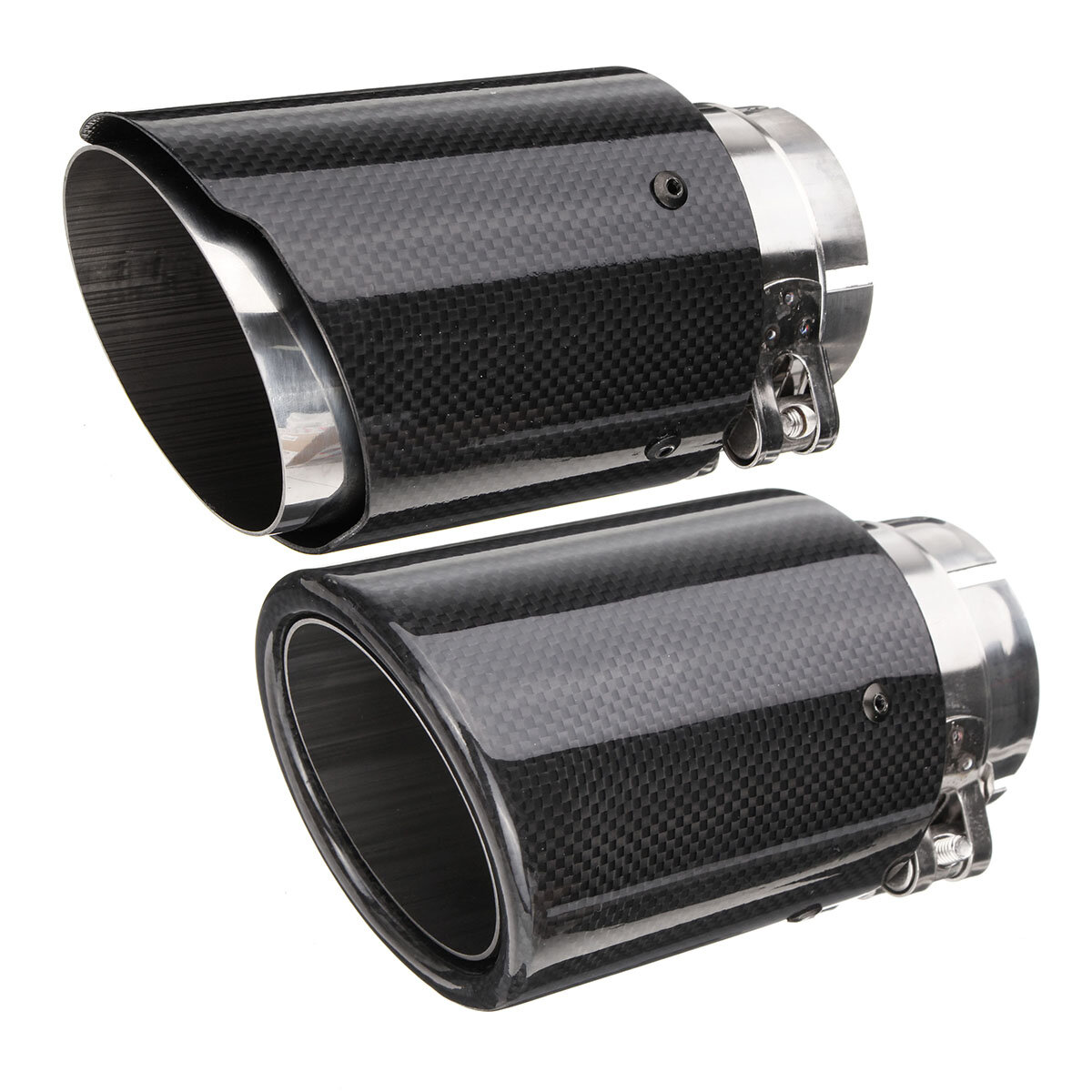 66mm 89mm carbon fiber black universal car exhaust tips muffler pipe