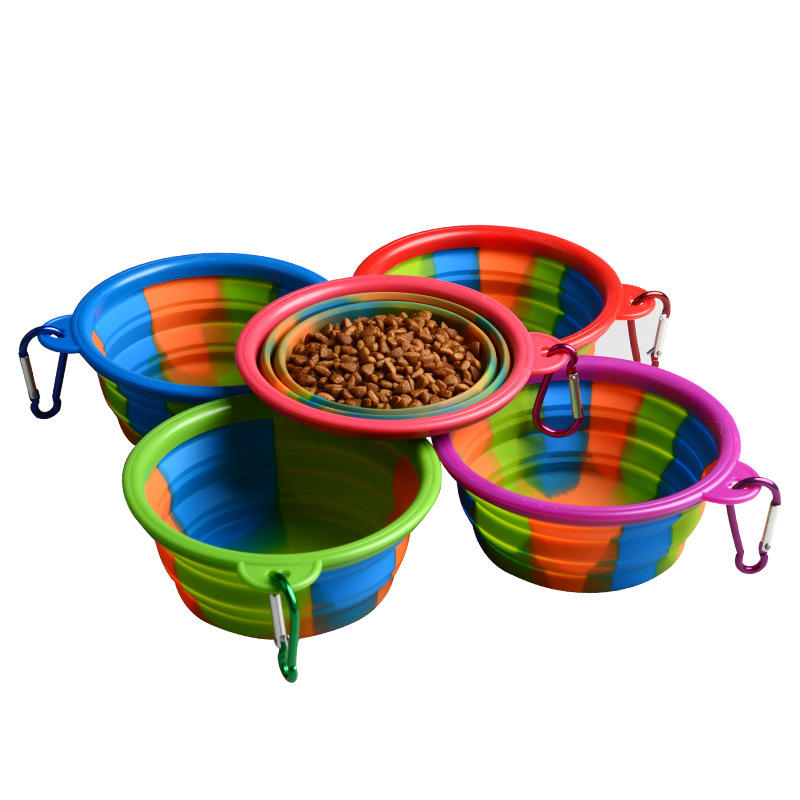 Camouflage Silicone Bowl Collapsible Portable Out Pet Bowl Cat And Dog Universal
