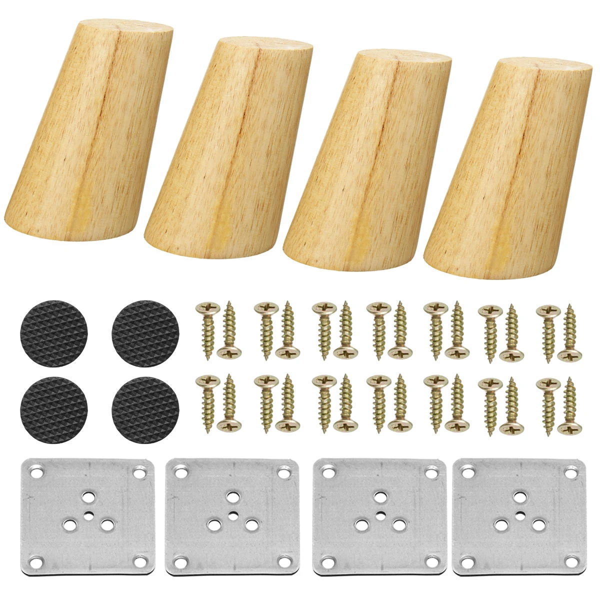 4pcs Set Solid Wooden Cone Angled Furniture Legs Kit Sofa Table