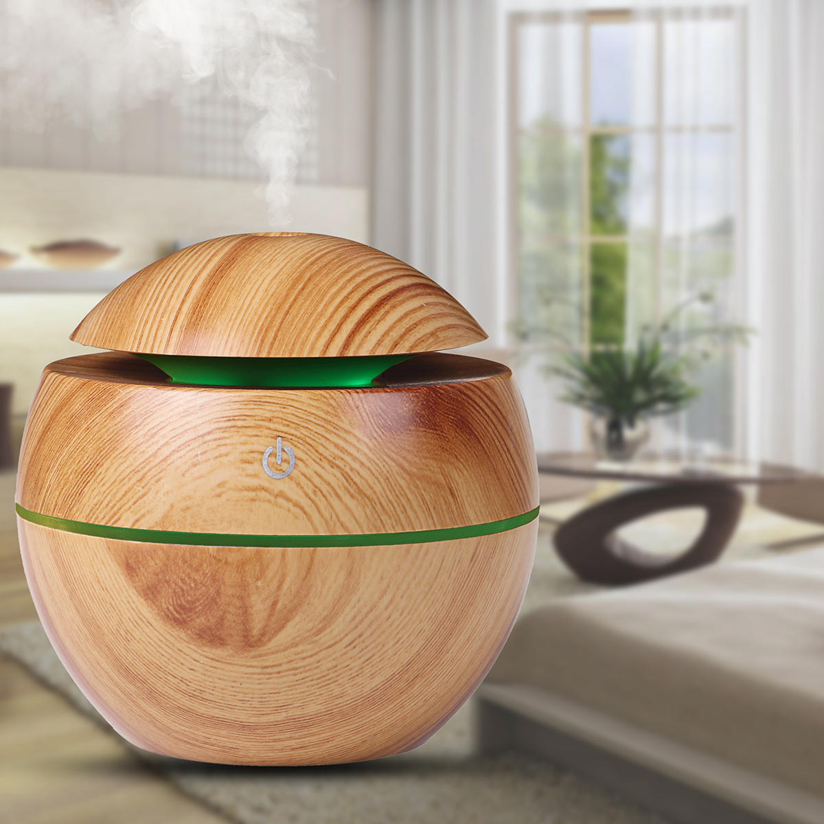 130ML Wood Grain Aroma Air Humidifier with LED Lights Essential Oil Diffuser...