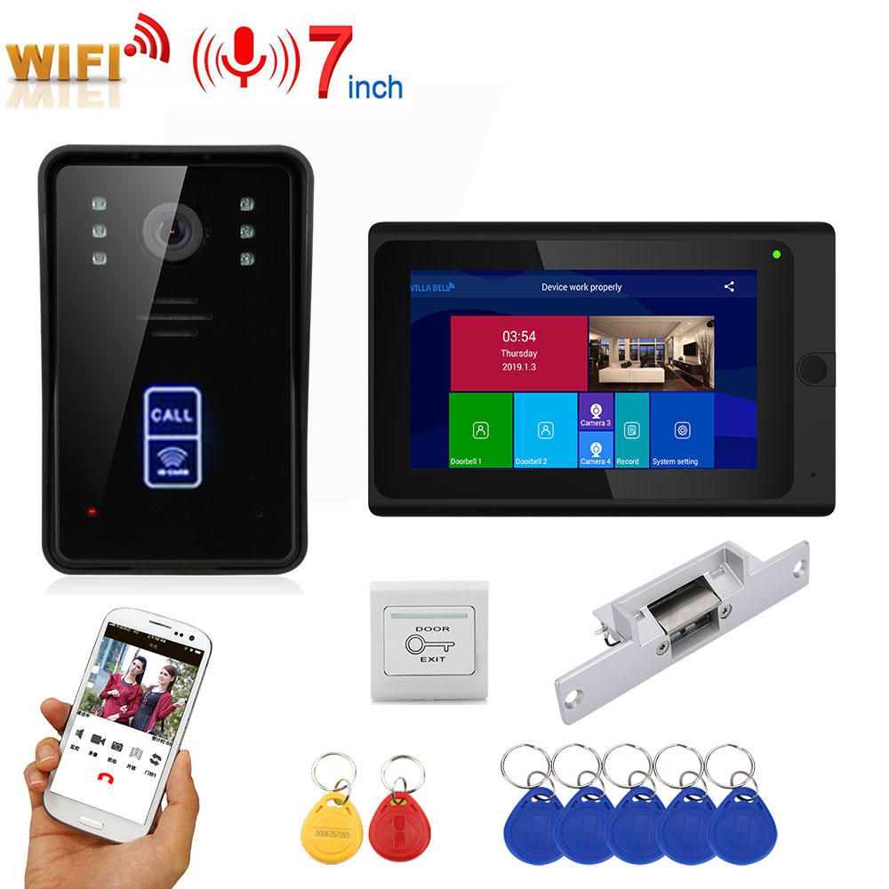 ENNIO 7 inch draadloze wifi RFID video deurtelefoon deurbel intercom toegangssysteem zonder elektris