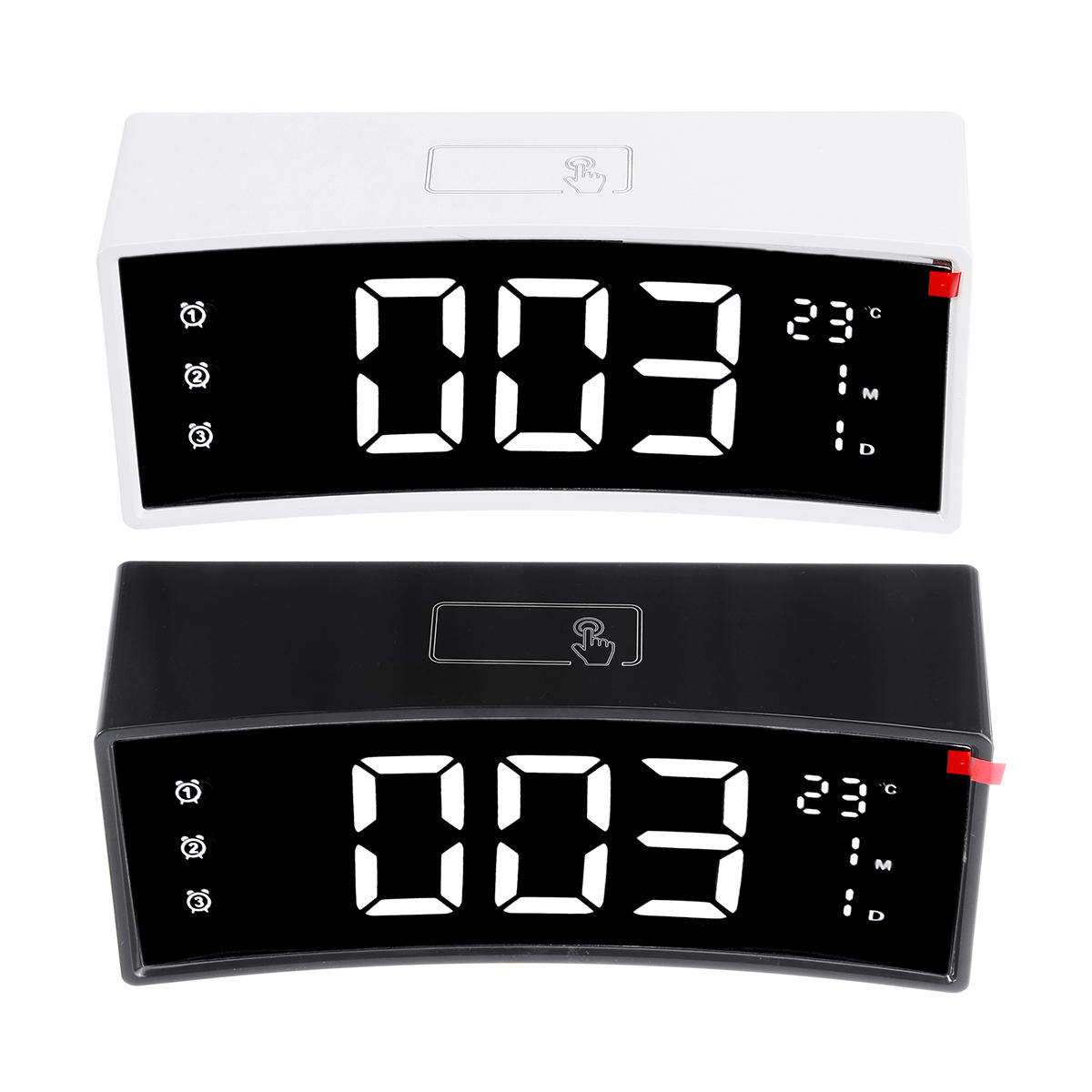 

Дуга LED Сигнализация Часы Цифровой Snooze Touch Control Таблица Часы Дневная температура Дисплей Украшение дома